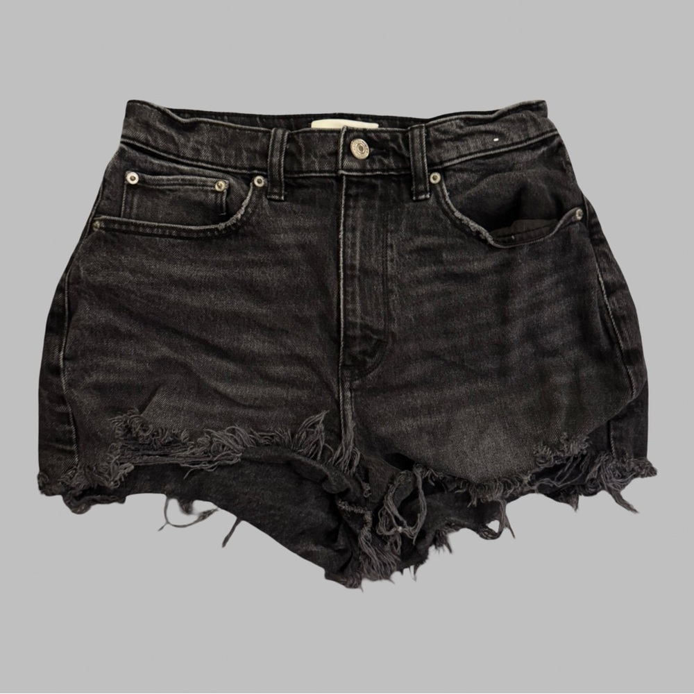 ABERCROMBIE & FITCH Women's Black Distressed Denim Shorts Size 2